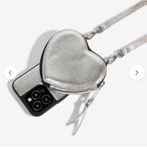 Bandolier Willa Metallic Silver Pebble Leather Cross Body iPhone 13 Pro Max